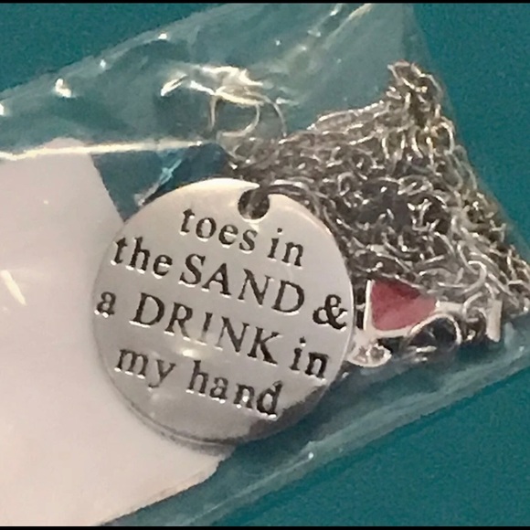Silver Necklace W/ Flip Flops & Drink Charms - Picture 3 of 3